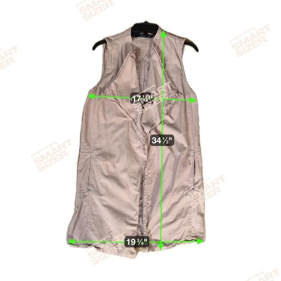 Stoosh Vest Jacket Womens Medium Pink Drape Front Sleeveless Twill Open Layering - Picture 6 of 9